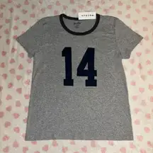 Brandy Melville John Galt 14 tshirt grey and navy blue NWT