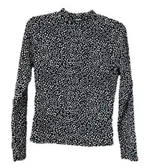 Gaze Black and White Long Sleeve Shirt with Mock Turtleneck Size Small