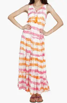 America & Beyond Orange and Pink Reva Tie Dye Maxi Dress Size L