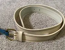 Women’s Bone Colored Belt with Gold Toned Buckle Size L NWT