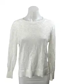 J.Crew Women's White Crewneck Long Sleeve Sheer Knit Beach Sweater Top Size XS