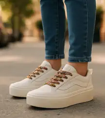 NEW Vans Knu Stack Women's Platform Shoes Vintage Suede  Marshmallow W-9.5 M -8