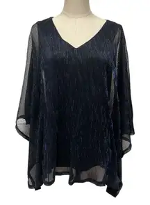 NY Collection‎ V-Neck Metallic Embellished Sheer Kimono Blouse Top Size M NWT