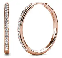 Cate & Chloe Bianca 18k Rose Gold Plated Crystal Silver Hoop Earrings