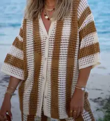 Vici x Caitlyn BRADLEY CROCHET BUTTON DOWN COVER UP TOP NWT M