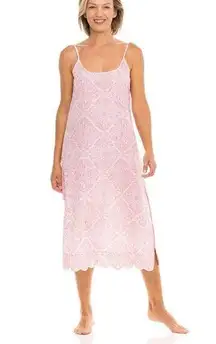 Heidi Carey CORAL FILIGREE SLIP NIGHTGOWN Size Large Scalloped Slip Dress