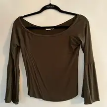 LA Hearts Olive Green 3/4 Sleeve Top Size Medium M