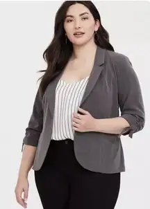 Torrid Gray Gabardine 3/4 Sleeve Tie Cuff Blazer Size 4X Office‎ Career