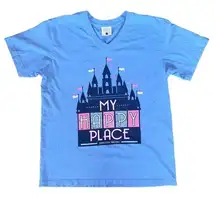 Jadelynn Brooke Disney My Happy Place V-Neck Tee Size Medium