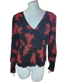 Ba&sh Women's Top Bruce Black Peasant Top Balloon Sleeves Nior Floral Size 2 NWT