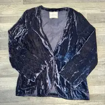 Anthropologie Beautiful Stories Purple Blue Velvet Women's Blazer P34