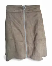 Womens Maurices Taupe Faux Suede Zip Front Mini Skirt - Sz 14