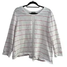 Shirt Women's Medium Scoop Neck Striped Long Sleeve Cotton Mixed Media