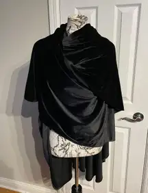 Vintage Velvet Shawl Wrap Pashmina cape shrug Poncho Multifunctional sweater Women's Solid Color Black One Size Elegant Soft Versatile Formal Evening