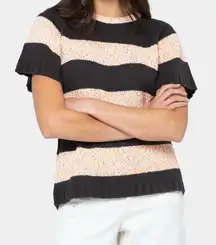 Peace Love World Black and Cream Striped Tee