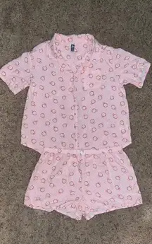 WEDDING RING PRINT 2 PIECE SET PAJAMAS / PINK / SIZE LARGE