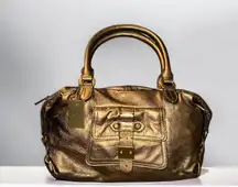 Metallic Gold Satchel Hand Bag