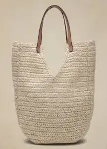 Banana Republic Straw Tote Large Woven Raffia Bag