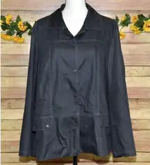 Ladies Studio V Lightweight Gray Chambray Jacket Snap Front Stretch Plus Size 2X