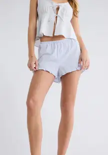 Abound Ruffle Mini Shorts in Blue Xenon-White Mica Stripe Size Large NWOT