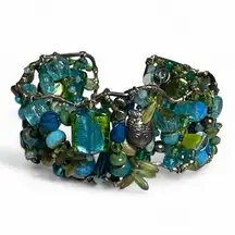 Handcrafted Blue and Green Sea Life Beaded Bracelet
