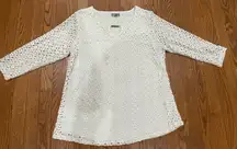 JM Collection White Textured Blouse