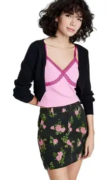 WILD FABLE Women's High-Rise Cord Mini Skirt - Black Floral Size 12