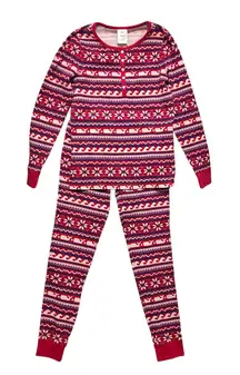 Vineyard Vines Womens Pajama Set XS Pink Fair Isle Whale Thermal Cozy Loungewear