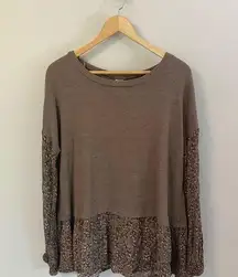 HoneyMe Brown Ribbed Top Size Small