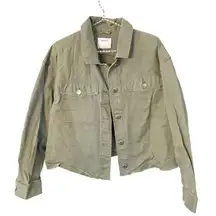 Old Navy Size Large Army Green Denim Jean Jacket Trucker Button Front Coat