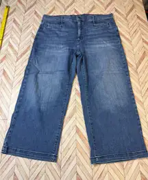 Eddie Bauer Women's Jeans 20 Wide Leg Crop High Rise Slightly Curvy Cropped