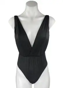 Urban Outfitters Out From Under Black Sleeveless Plunging Tank Bodysuit Top Sz M