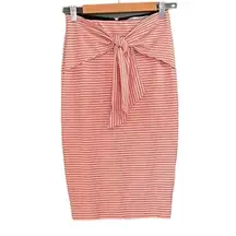 ZARA Skirt Knee Length Tie-Front Pink Pinstriped Knit Pencil Skirt Size Small