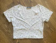 Brandy Melville Blue Floral Wrap Top