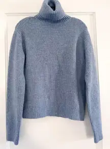 Blue Oversized Turtleneck Sweater