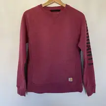 Carhartt relaxed fit women's size S pink crewneck sweater casual warm magenta