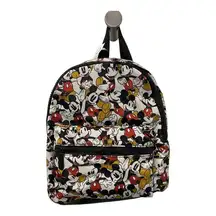 NWT Disney Mickey Mouse Backpack All Over Print Nylon Zip Unisex Adult Kids