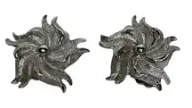 Vintage Silver Tone Clip On Earrings‎ Costume Jewelry Starburst Unmarked