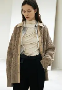 Oui Mais Mon Imported Katherlin Wool-Knit Jacket in Linen - Size - One Size