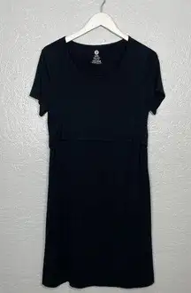 Kindred Bravely Women L Black Eleanora Bamboo Maternity Nursing Dress Pockets