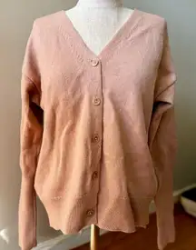 Aritzia Wilfred Women’s 100% Wool Button Down Long Sleeve Cardigan Brown Pink M