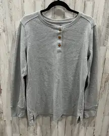 Duluth Trading Women's Heritage Working Thermal Henley Large Gray Waffleknit