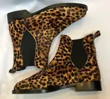 Rebecca Minkoff  Sabeen Cow Fur Leopard Print Chelsea Ankle Bootie-Size 7.5  NWOB