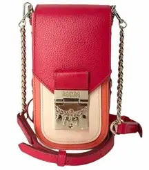 MCM New Patricia Mini Red/Orange Crossbody Leather Bag