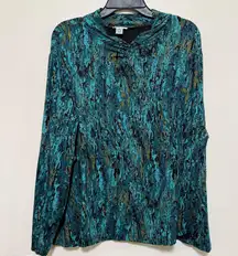 Bechamel woman long sleeve top and skirt set plus size 3X turquoise gold black