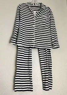 J.Crew  Dreamy  Cotton Pajama Set Stripe Sz XS Navy Ivory