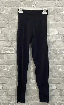 P’Tula High Rise Side Pocket Leggings Black Blue