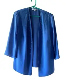 Karen Miller‎ Periwinkle Blue Beaded Blouse and Pants Two-Piece Matching Set
