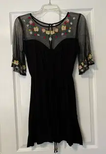 True Destiny black sheer embroidered dress S