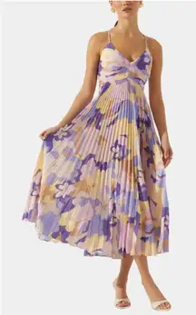 Astr the Label Blythe Plisse Midi Dress Purple Multi Women Size Small